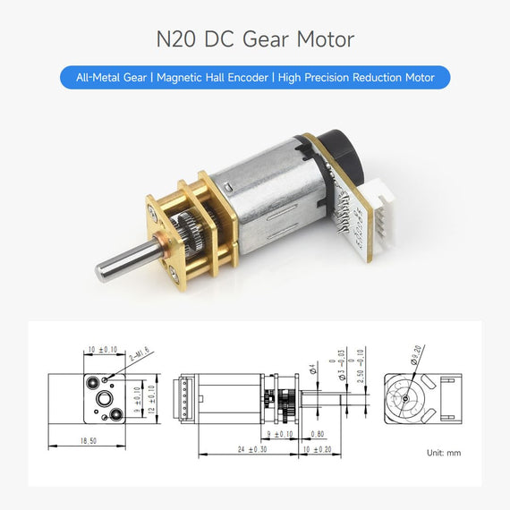 Waveshare Gear Motor DCGM-N20-12V-EN-200RPM (pack of 5)