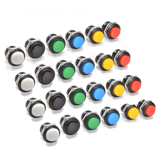 Momentary Push Button Assortment - 24-Pack