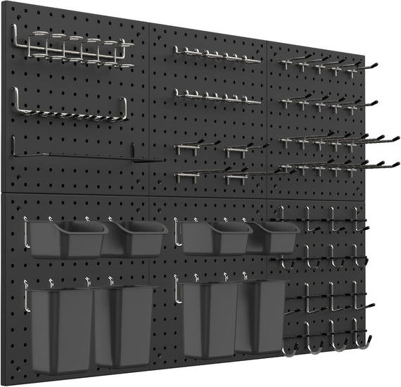 Wall-Mounted Pegboard Panel Kit with Hooks and Accessories