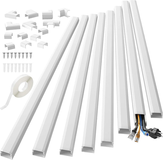 Cable Management Raceways with Adhesive Mount – 10-Pack