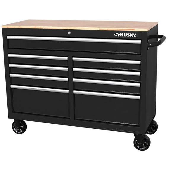 Heavy Duty 9-Drawer Mobile Workbench with Wood Top